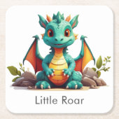 Mint Green Baby Dragon Little Roar Paper Untersetz Rechteckiger Pappuntersetzer (Vorderseite)