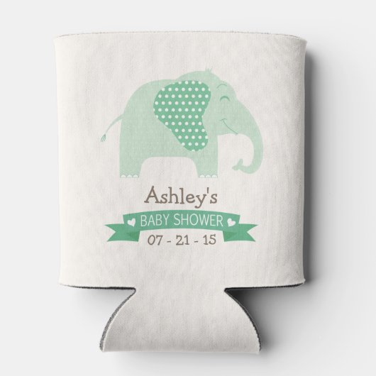 Mint Green Baby Elephant Babydusche Dosenkühler (Rückseite)