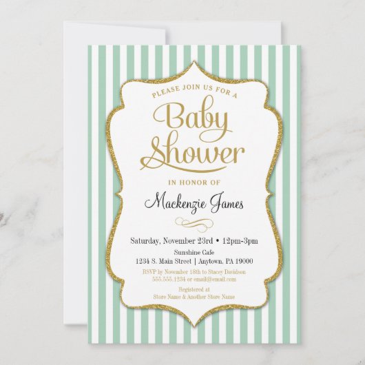 Mint Green Baby Shower Einladung neutrale Junge Mä (Vorderseite)