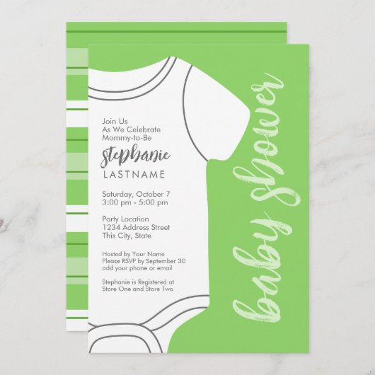 Mint Green Baby T-Shirt - Gender Neutral Baby Dusc Einladung (Vorne/Hinten)