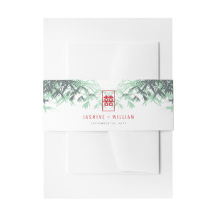 Mint Green Bamboo Blätter Double Xi Chinesisch Hoc Einladungsbanderole