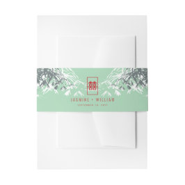 Mint Green Bamboo Blätter Double Xi Chinesisch Hoc Einladungsbanderole