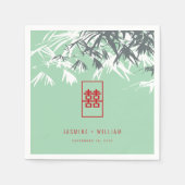 Mint Green Bamboo Blätter Double Xi Chinesisch Hoc Serviette (Vorderseite)