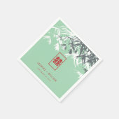 Mint Green Bamboo Blätter Double Xi Chinesisch Hoc Serviette (Ecke)