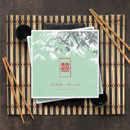 Mint Green Bamboo Blätter Double Xi Chinesisch Hoc Serviette