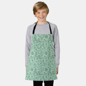Mint Green Batik boho style floral paisley pattern Schürze (Getragen)