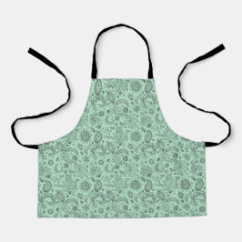 Mint Green Batik boho style floral paisley pattern Schürze