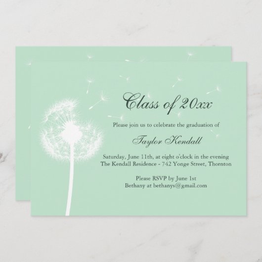 Mint Green Best wünscht Abschluss-Einladung Einladung (Vorne/Hinten)