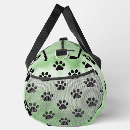 Mint Green Black Paw Print Bag Duffle Bag (Rechts)
