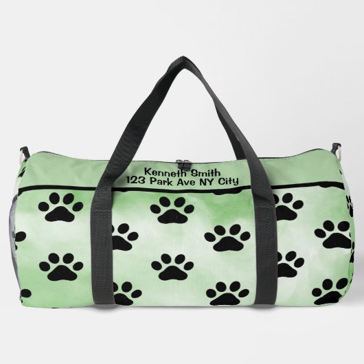 Mint Green Black Paw Print Bag Duffle Bag (Rückseite)