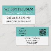 Mint Green Black Real Anwesen Realtor Wir kaufen H Visitenkarte (Vorne/Hinten)