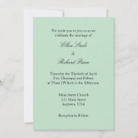 Mint Green Black Schlicht Simple Wedding Einladung