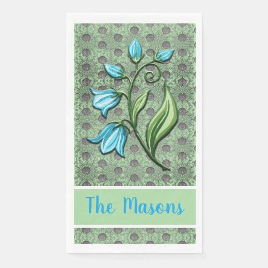 Mint Green, Black und Gray Polka Dots Blumen Serviette (Vorderseite)