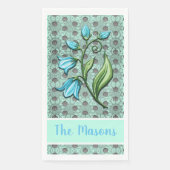 Mint Green, Black und Gray Polka Dots Blumen Serviette (Vorderseite)