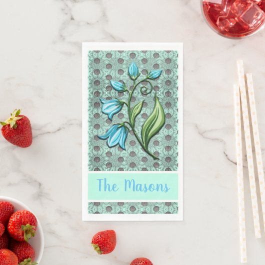 Mint Green, Black und Gray Polka Dots Blumen Serviette (Beispiel)