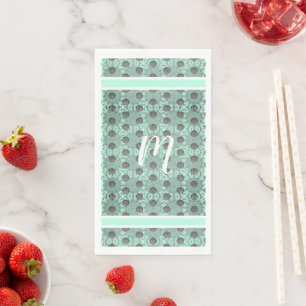 Mint Green, Black und Gray Polka Dots Muster Serviette