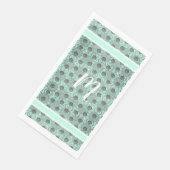 Mint Green, Black und Gray Polka Dots Muster Serviette (Ecke)