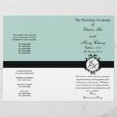 Mint Green Black Wedding Program Chic Mit Monogram (Vorderseite)