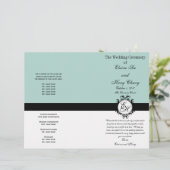 Mint Green Black Wedding Program Chic Mit Monogram (Stehend Vorderseite)
