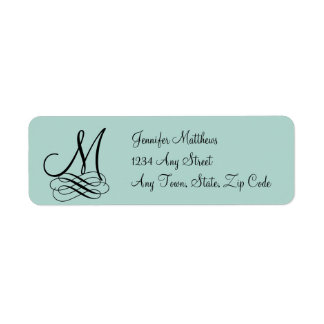 Mint Green, Black Wirbel Monogram Wedding
