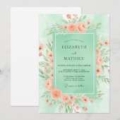 Mint Green Blossoming Spring Wedding Einladung (Vorne/Hinten)