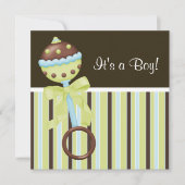 Mint Green Blue Brown Baby Boy Dusche Einladungen (Vorderseite)