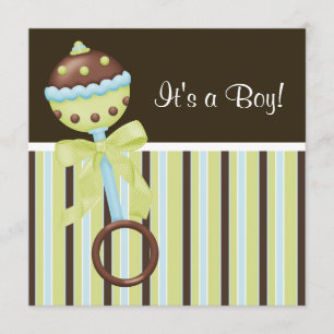 Mint Green Blue Brown Baby Boy Dusche Einladungen