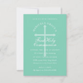 Mint Green Blue Cross erste Kommune Einladung (Vorderseite)