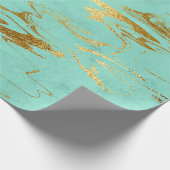 Mint Green Blue Gold Marble Shiny Glam Geschenkpapier (Ecke)