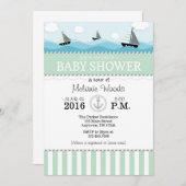 Mint Green Blue Nautical Baby Dusche Einladung (Vorne/Hinten)