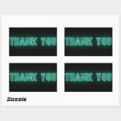 Mint Green Blue Neon Sign Trendy Vielen Dank Rechteckiger Aufkleber (Blatt)