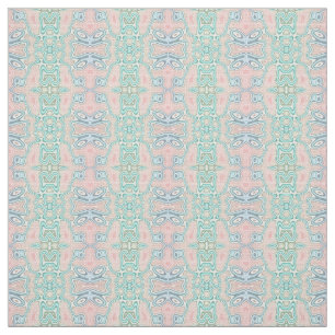 Mint Green Blue Pink Retro Nouveau Mosaik Muster Stoff