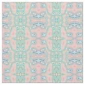 Mint Green Blue Pink Retro Nouveau Mosaik Muster Stoff (Nahaufnahme)
