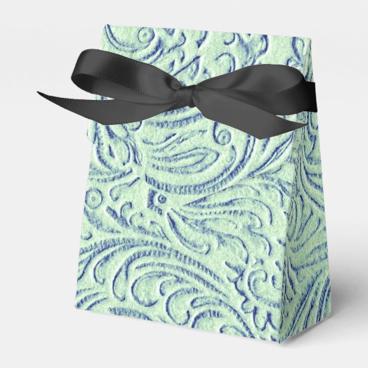 Mint Green Blue Vintag Scrollwork Grafikdesign Geschenkschachtel (Vorderseite)
