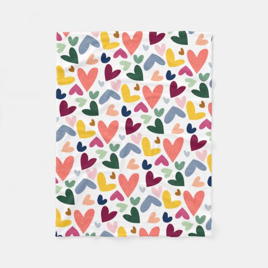Mint Green Blush Pink Blue Hearts Art Muster Fleecedecke (Vorderseite)