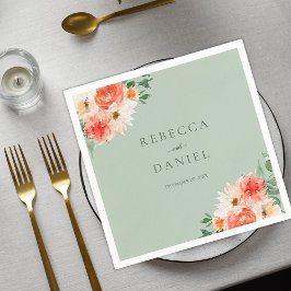 Mint Green Boho Orange Wildblumen Hochzeit Serviette