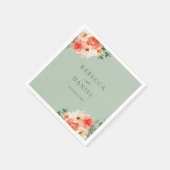 Mint Green Boho Orange Wildblumen Hochzeit Serviette (Ecke)
