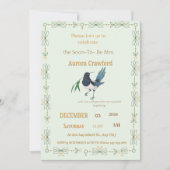 Mint Green Botanical Dove Square Bridal Shower Inv Einladung (Vorderseite)