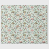 Mint Green Botanical Fungi Seamless Pattern Geschenkpapier (Flach)