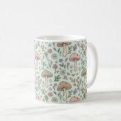 Mint Green Botanical Fungi Seamless Pattern Kaffeetasse (VorderseiteRechts)