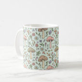 Mint Green Botanical Fungi Seamless Pattern Kaffeetasse (Vorderseite Links)
