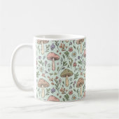 Mint Green Botanical Fungi Seamless Pattern Kaffeetasse (Links)