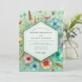 Mint Green Botanical Whimsy Wedding Einladung (Stehend Vorderseite)