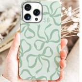Mint Green Bow Monogram Case-Mate iPhone Hülle