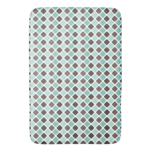 MINT GREEN & BROWN DIAMOND PATTERN BADEMATTE (Vorderseite Vertikal)