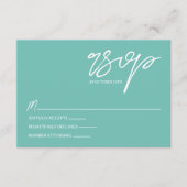 Mint Green, Brown Leaves Wedding RSVP Card Hinweiskarte (Vorderseite)