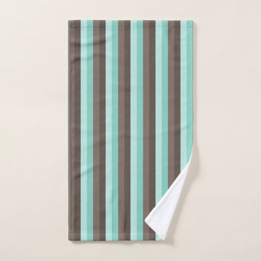 MINT GREEN & BROWN STRIPE PATTERN BADHANDTUCH SET (Handtuch)