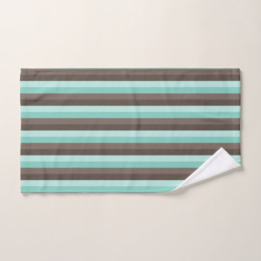 MINT GREEN & BROWN STRIPE PATTERN BADHANDTUCH SET (Handtuch)