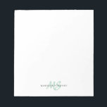 Mint Green Brush Script Monogram Modern Trendy Notizblock<br><div class="desc">Mini Green Brush Script Monogram Modern Trendy Notepad</div>