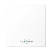 Mint Green Brush Script Monogram Modern Trendy Notizblock (Vorderseite)